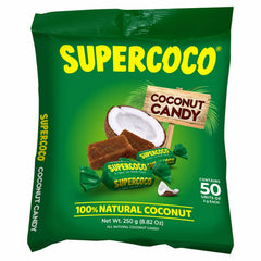 Supercoco Turron 50-count bag show shareable packaging and coconut flavor