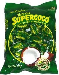 Supercoco coconut turron candies with natural coconut pieces for a tropical snack