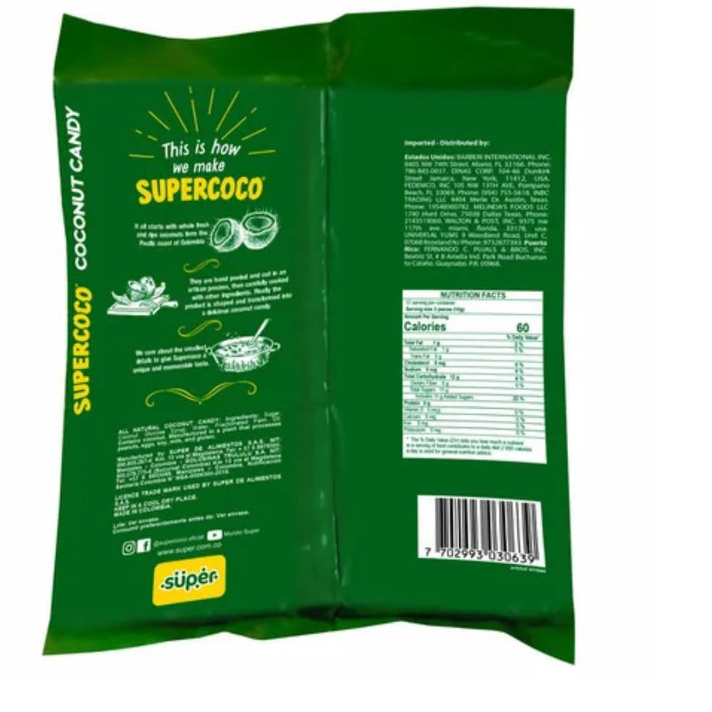 Supercoco Turron coconut candy close-up highlighting real coconut and chewy texture