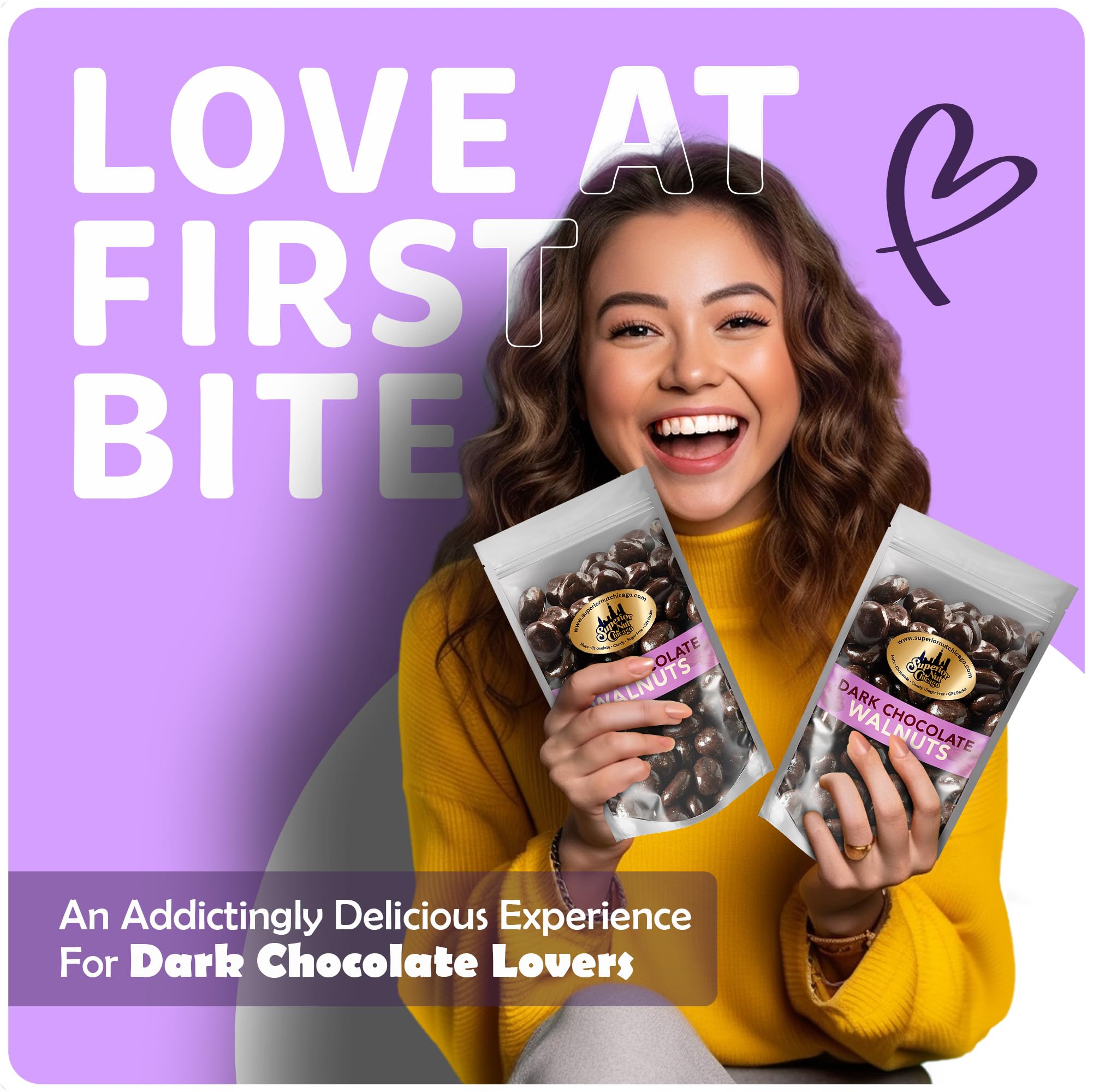 Superior Nut Chicago walnuts dipped in dark chocolate offer a satisfying bite anytime.