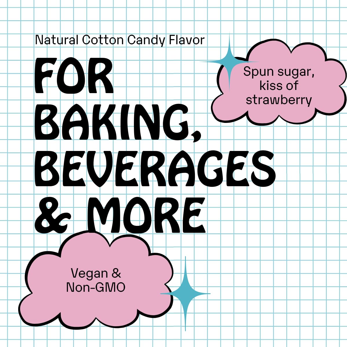 Supernatural Cotton Candy Extract strawberry note enhances treats with aroma.
