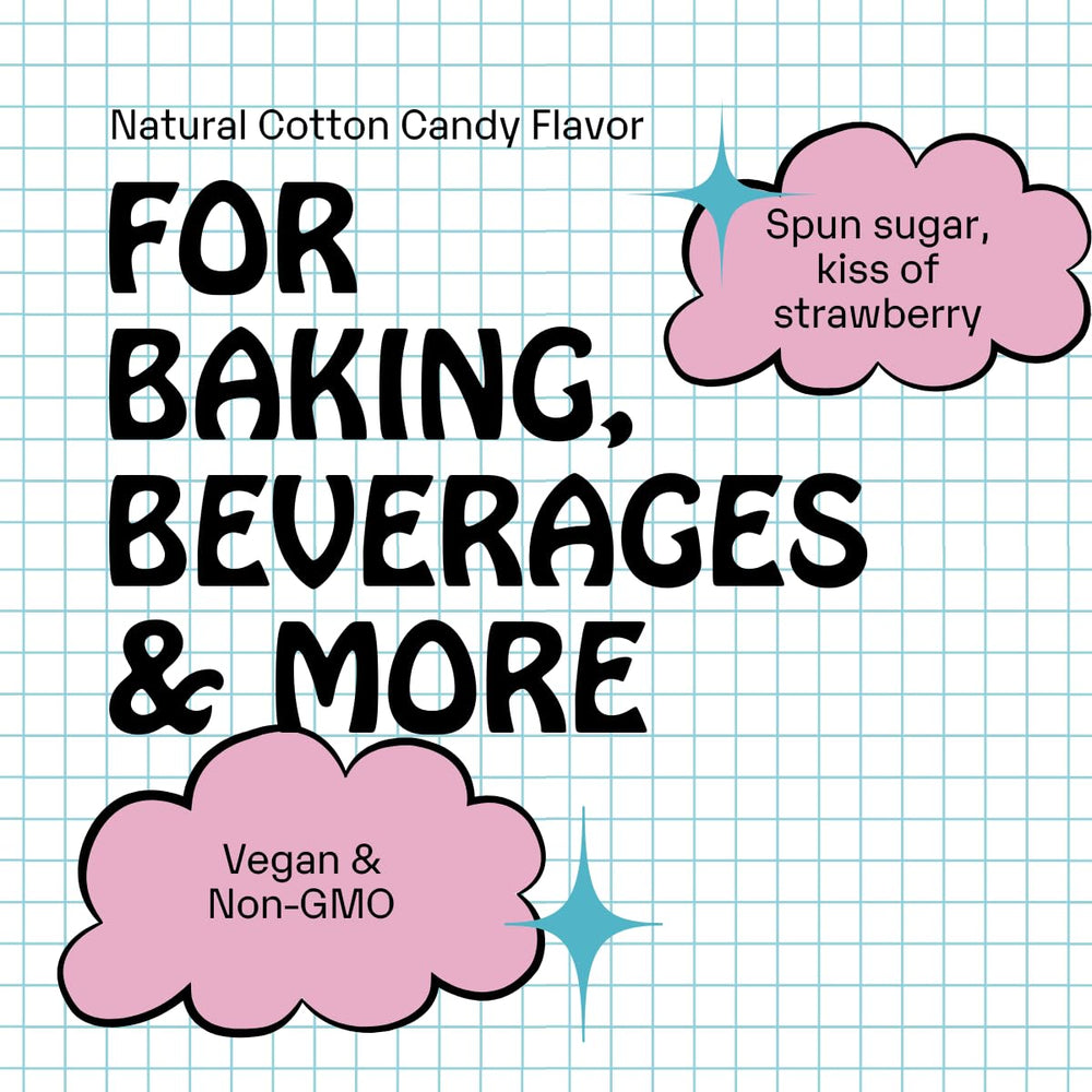 Supernatural Cotton Candy Extract strawberry note enhances treats with aroma.