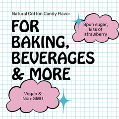 Supernatural Cotton Candy Extract strawberry note enhances treats with aroma.