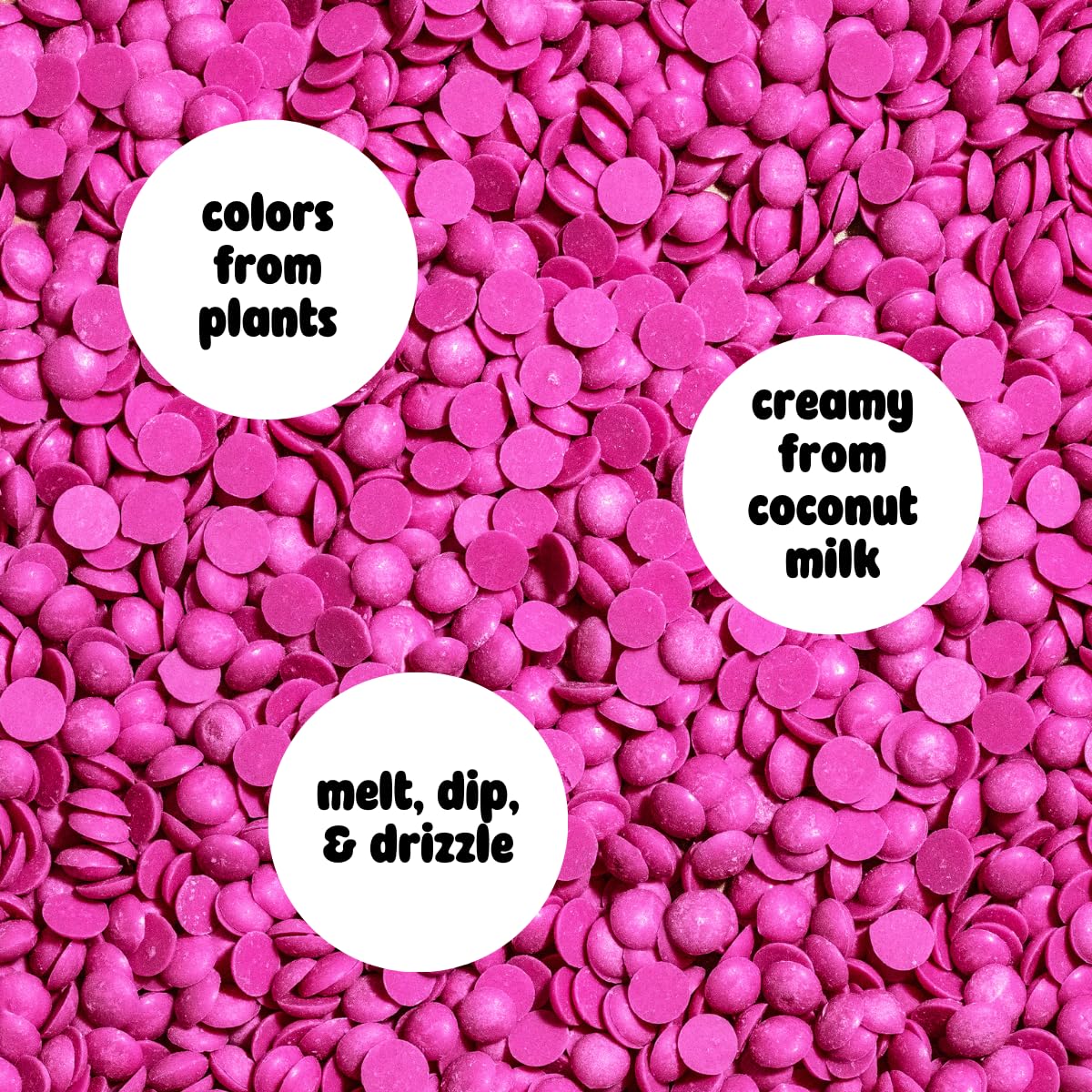 Supernatural pink dye-free morsels melting action on a plate