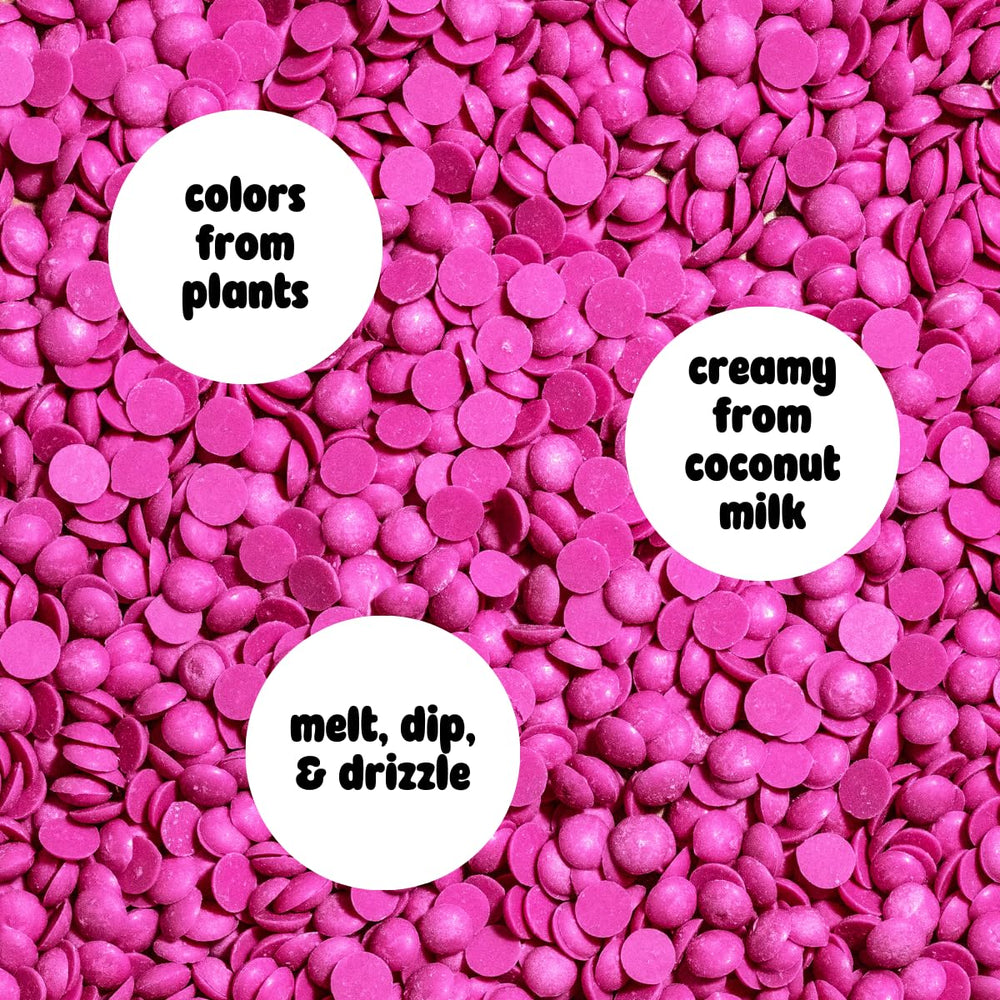 Supernatural pink dye-free morsels melting action on a plate