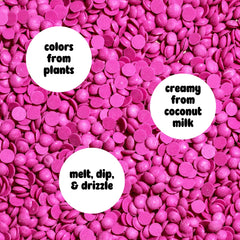 Supernatural pink dye-free morsels melting action on a plate