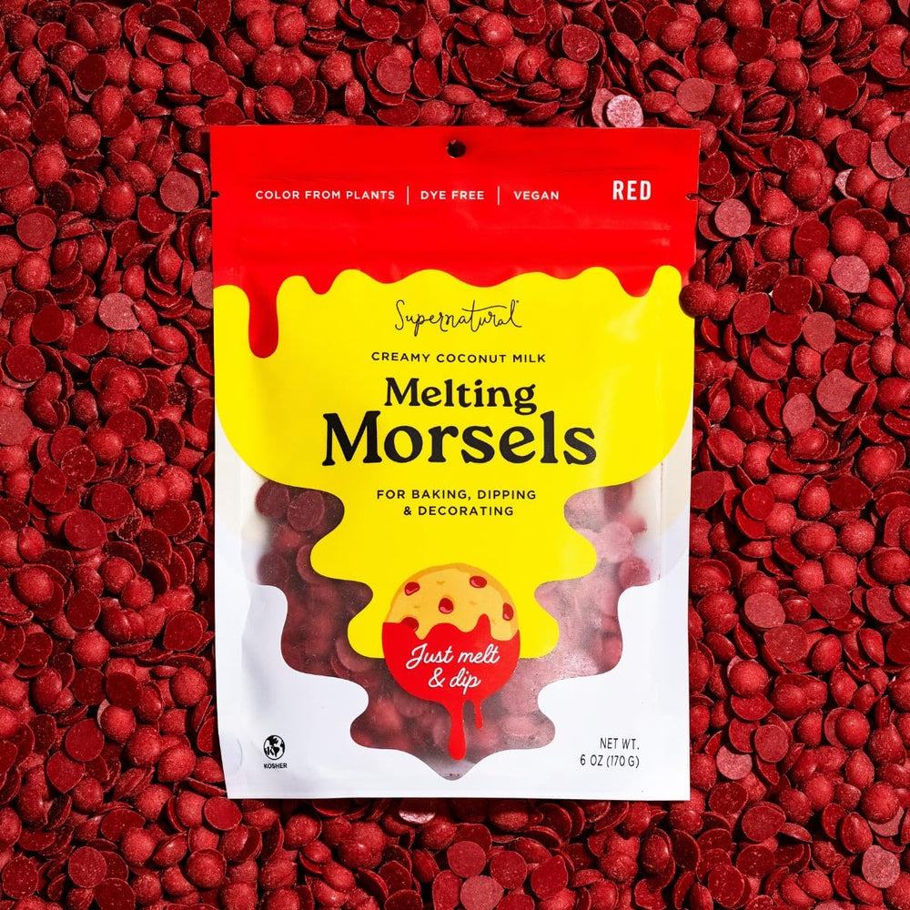 Supernatural melting morsels in red for smooth, plant-based pours