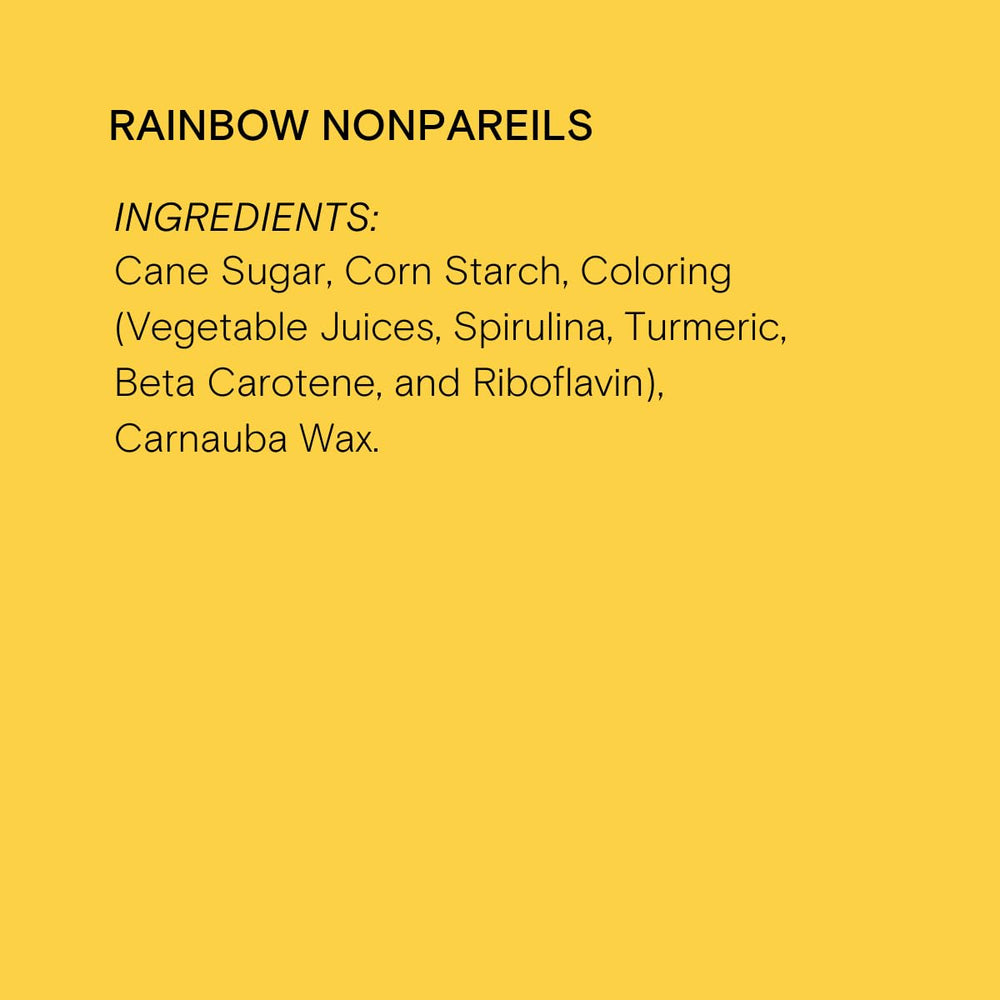 Supernatural Rainbow Nonpareils close-up reveals vibrant, dye-free colors