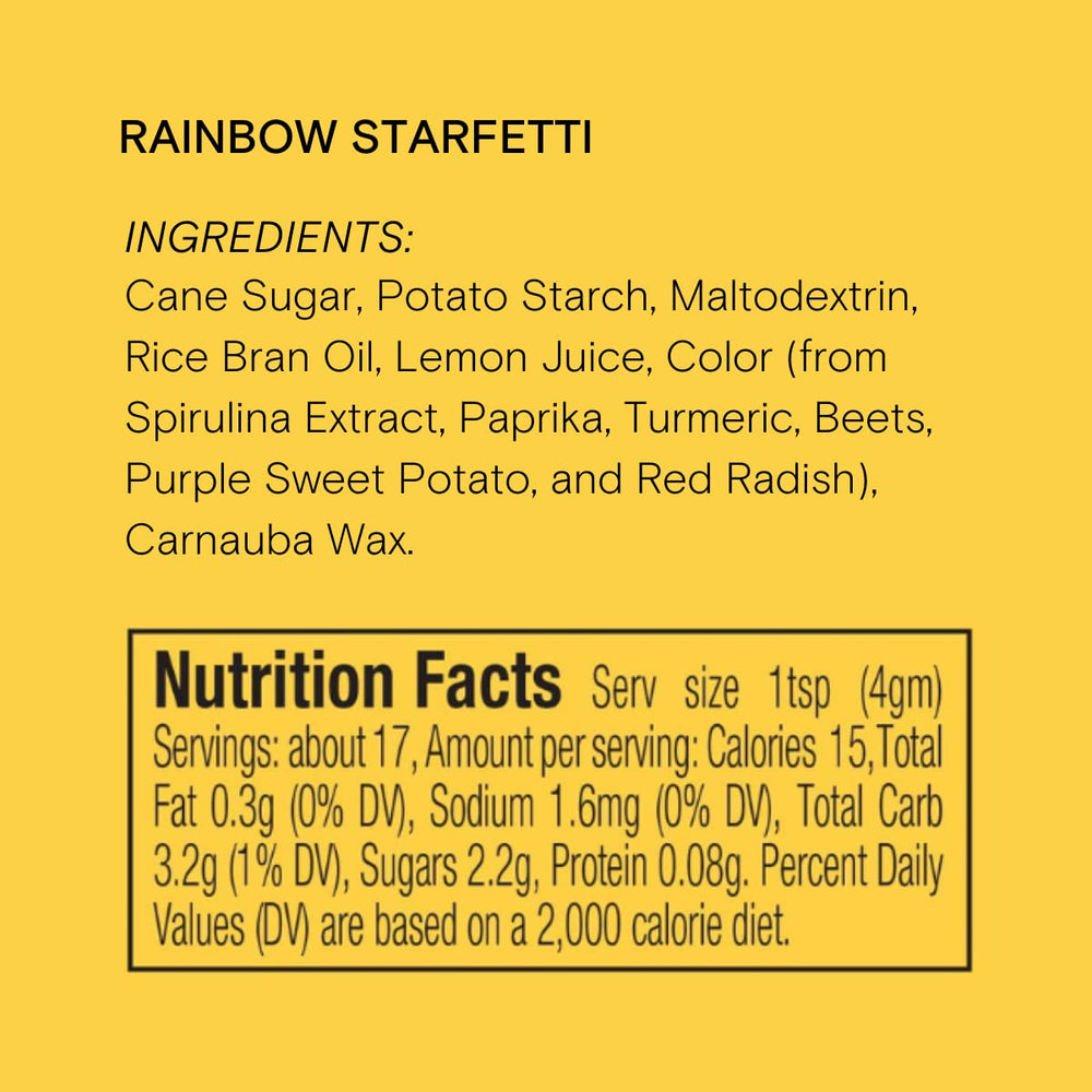 Closeup of Supernatural Rainbow Starfetti texture highlighting plant-based colors