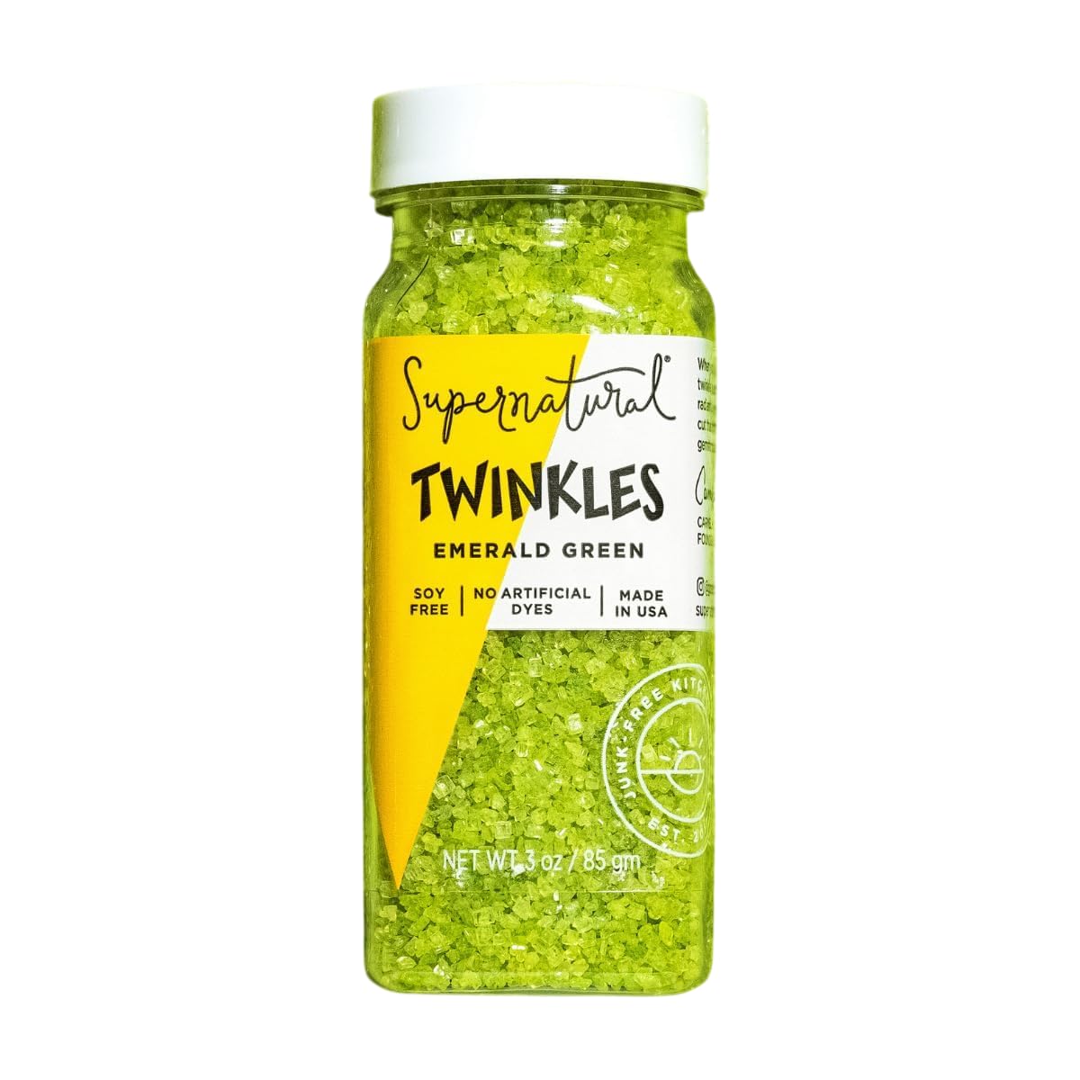 Supernatural Twinkles Emerald Green sanding sugar crystals close-up for vibrant decorating