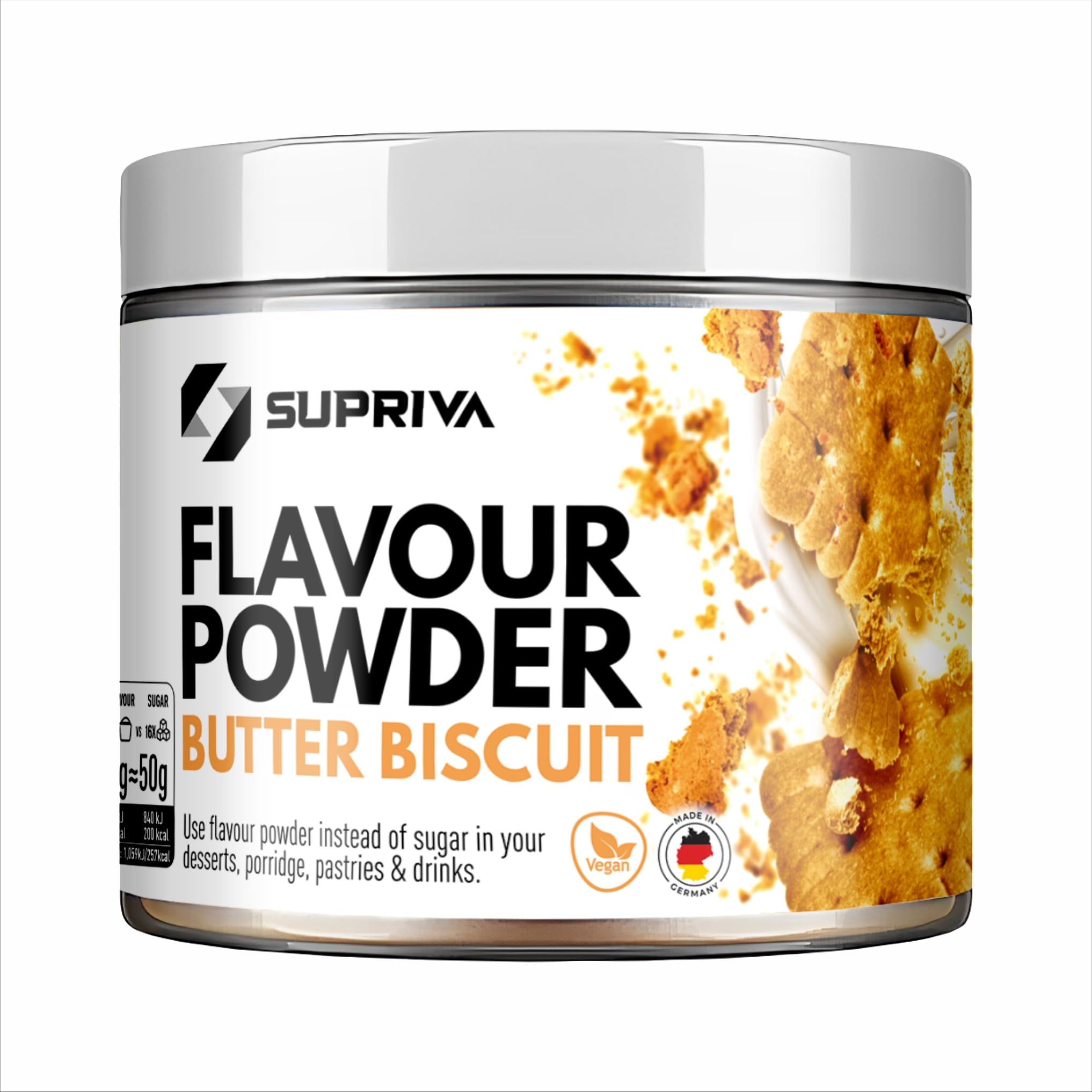 SUPRIVA Flavor Powder butter biscuit jar for low-calorie sweetness