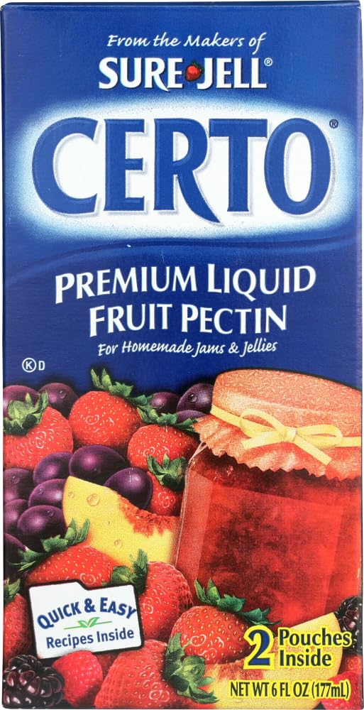 Sure-Jell Certo fruit pectin 2-pack packaging front for reliable jam setting.