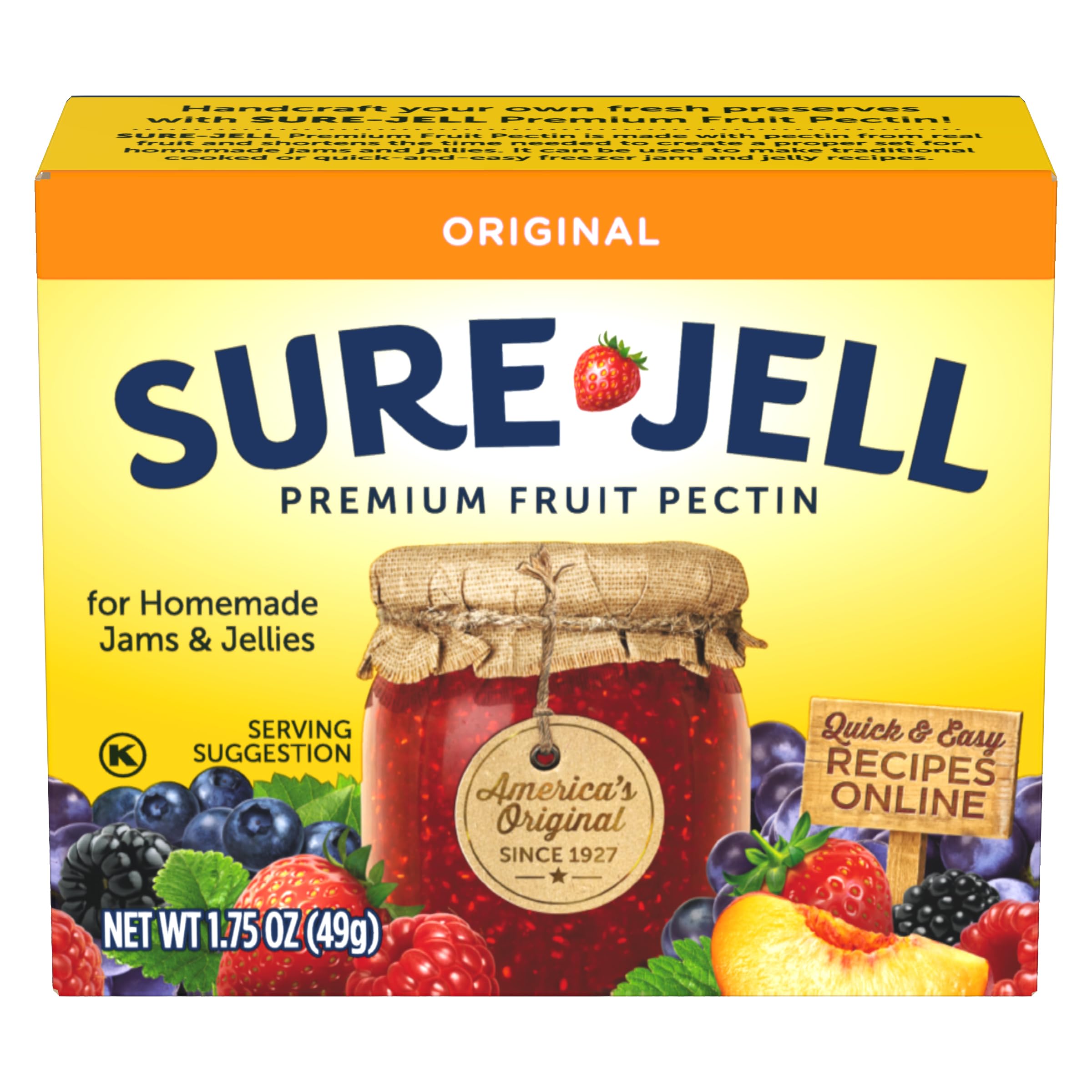 Sure-Jell Original Fruit Pectin box front, ideal for thickening jams