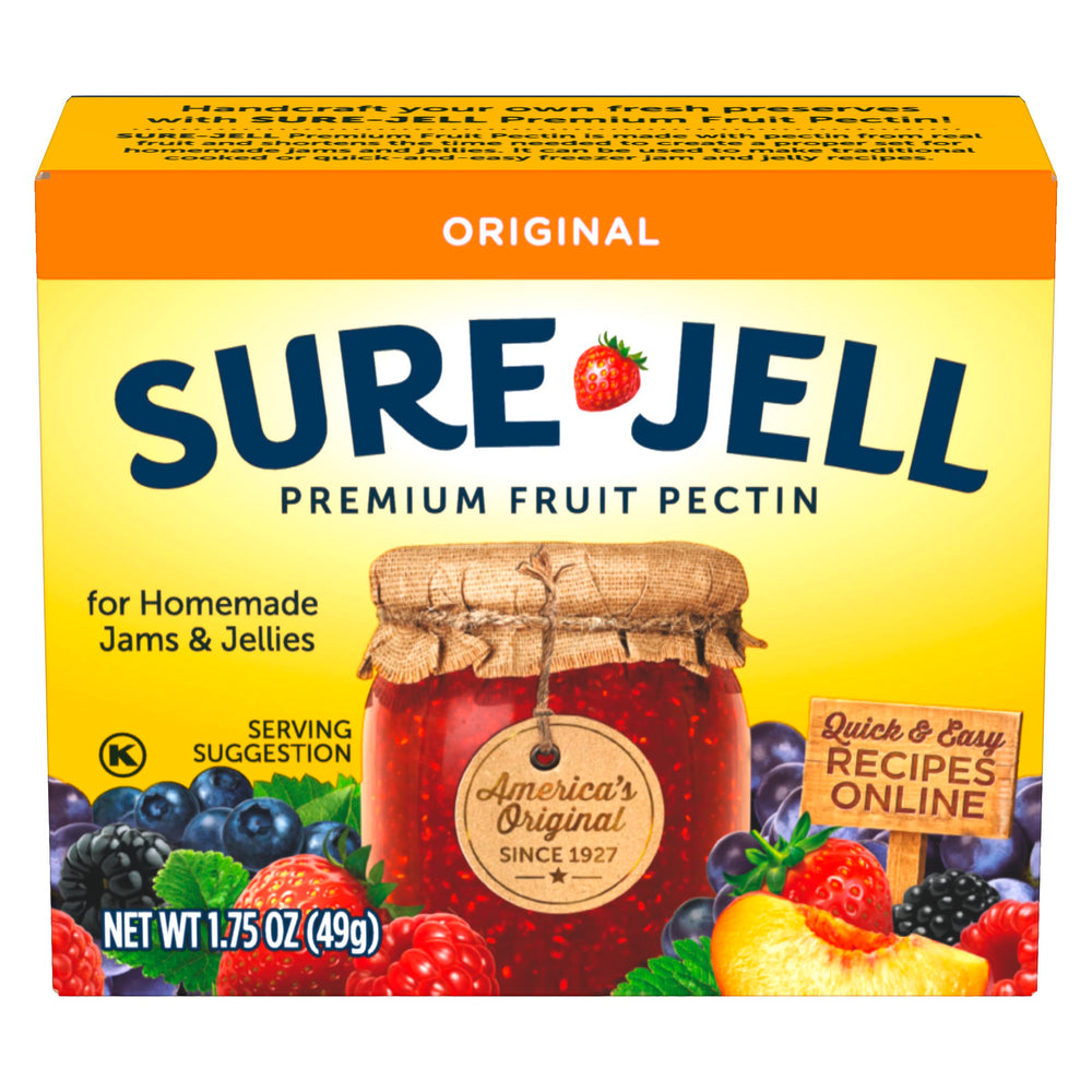 Sure-Jell Original Fruit Pectin box front, ideal for thickening jams