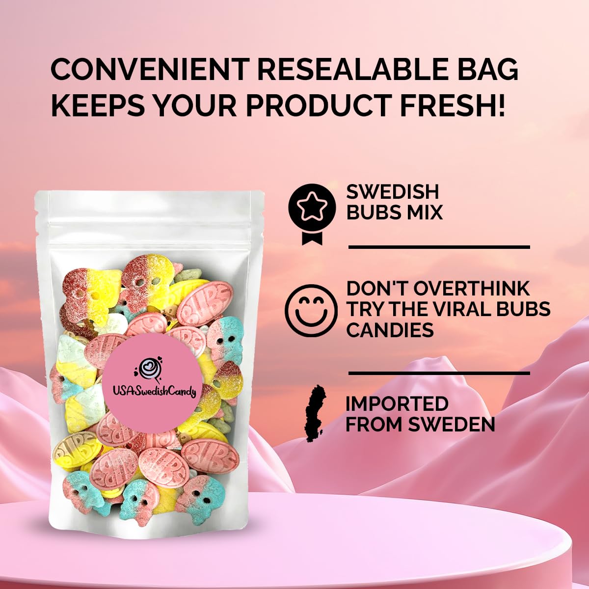 Susa Candy Bubs Swedish Candy Mix tutti-frutti gummies bursting with fruity flavor