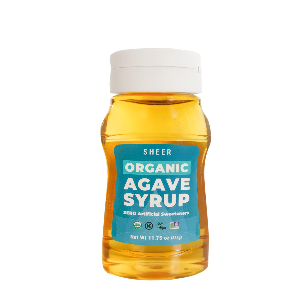 The Sustainable Agave Co Organic Light Agave Nectar bottle ready to sweeten coffee with mild flavor