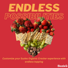 Suzie's packaging highlights low saturated fat and vegan baked recipe