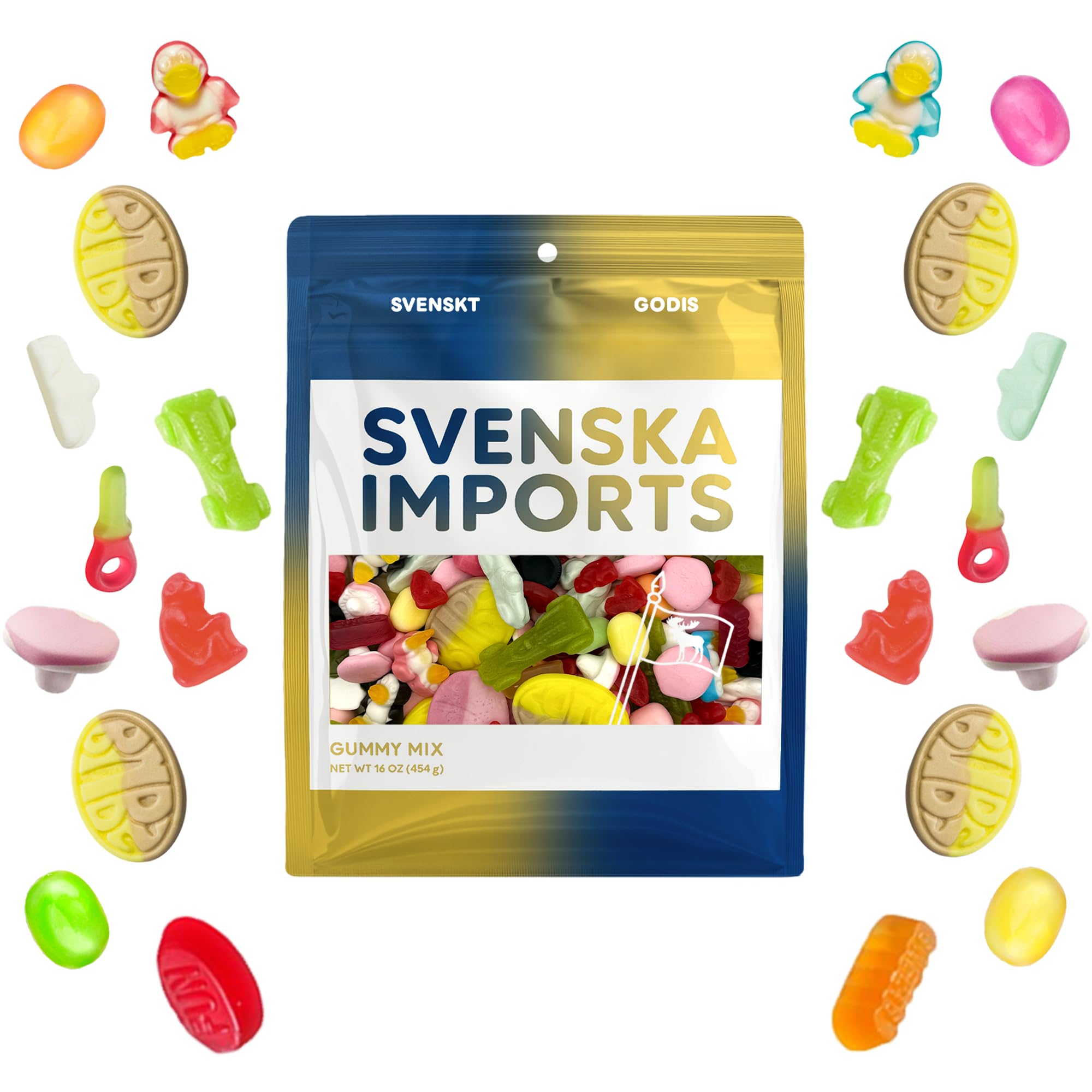 SVENSKA IMPORTS bag front shows a Swedish sweet pick & mix, ideal for sharing.