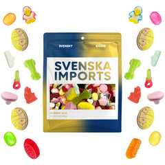 SVENSKA IMPORTS bag front shows a Swedish sweet pick & mix, ideal for sharing.