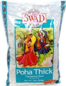 Swad Poha Thick 2 lb bag of flattened rice, ideal for quick breakfasts.