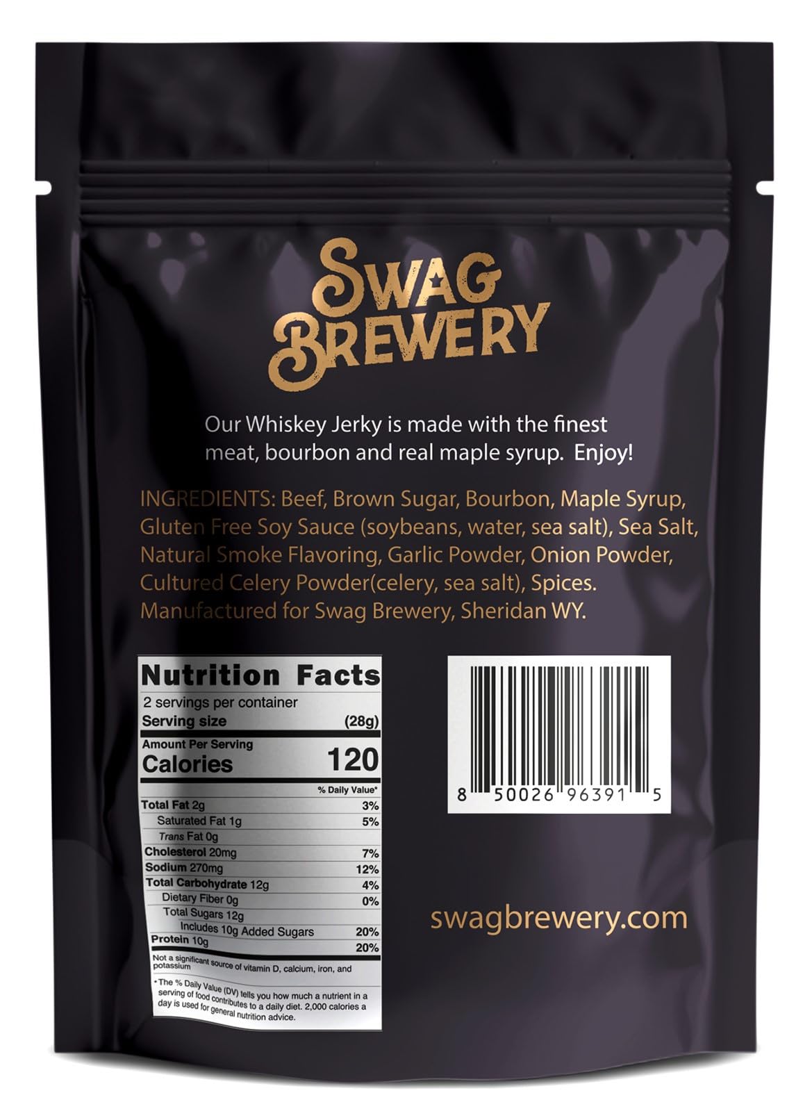 Swag Brewery whiskey jerky close-up bite reveals tender texture and smoky-sweet flavor ideal for trips.