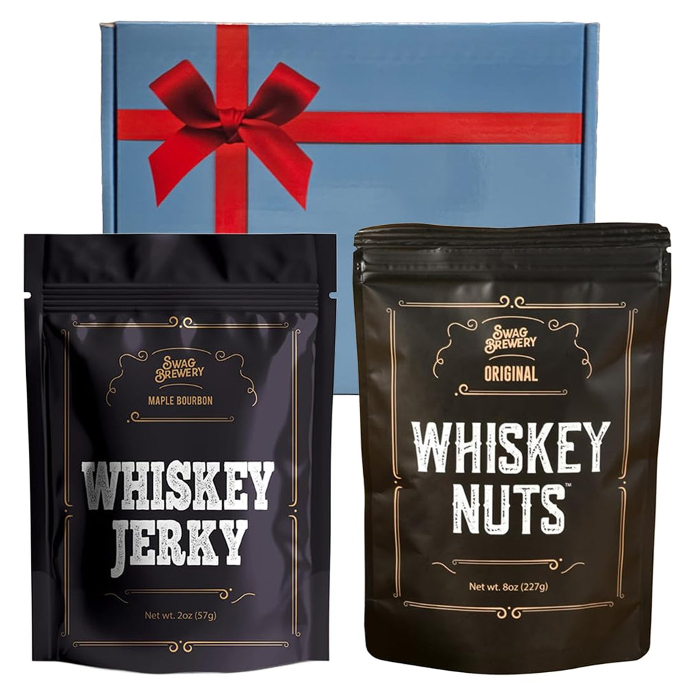Swag Brewery Whiskey Nuts in a foil bag, a crunchy pairing for bourbon tasting.