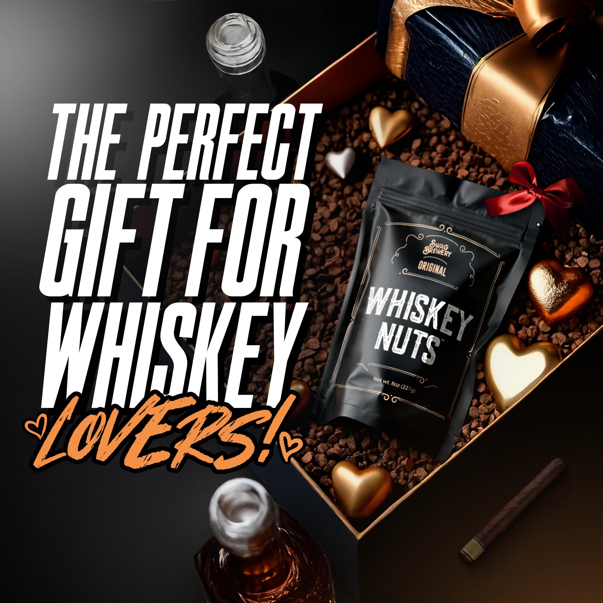 Swag Brewery Whiskey Nuts gift pack — perfect gift for whiskey lovers and connoisseurs.