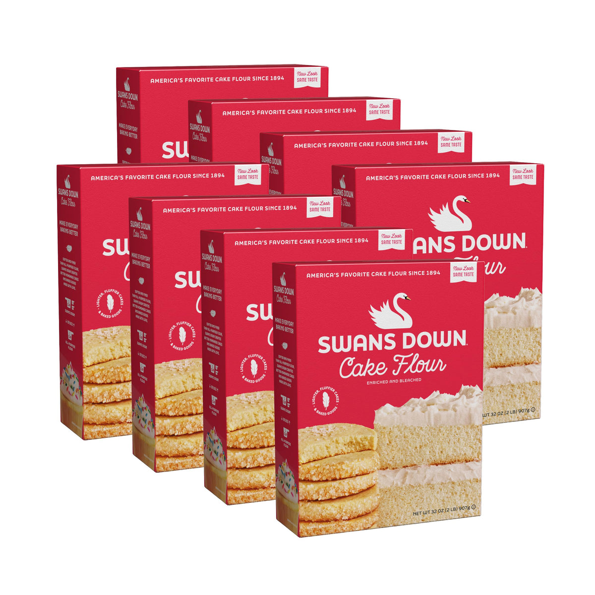 Swans Down box-front cake flour for light, tender desserts.