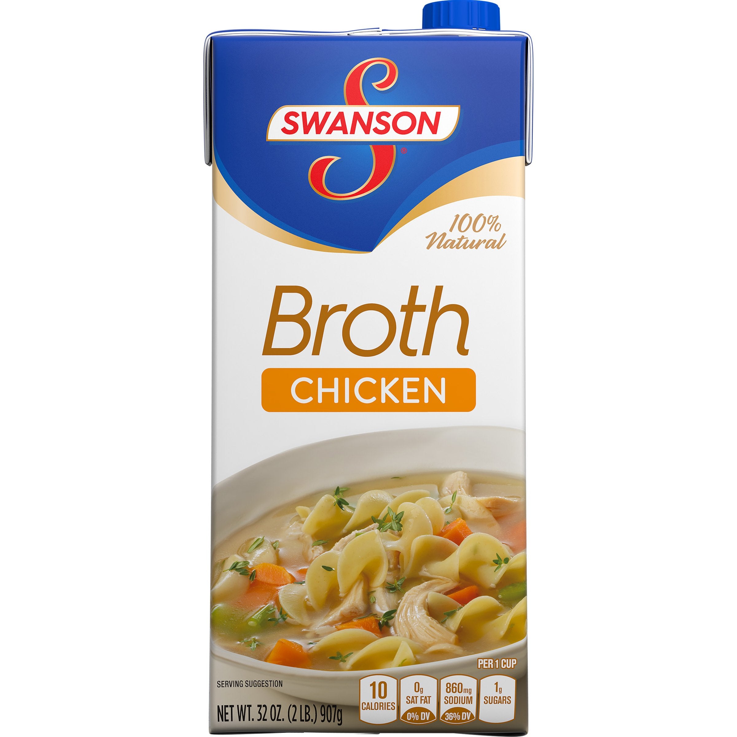 Swanson Chicken Broth 32oz six-pack cartons for easy pantry cooking