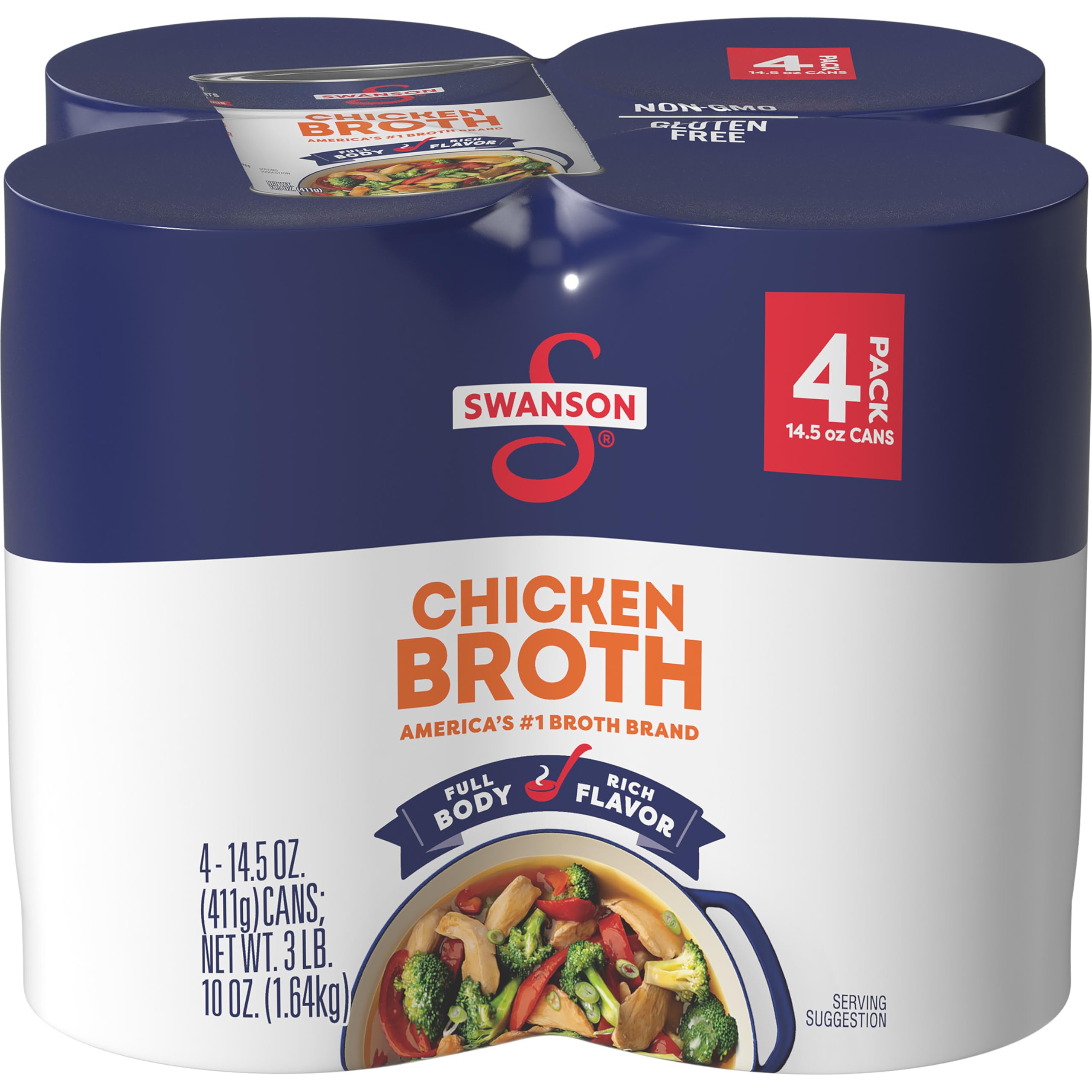 Swanson Chicken Broth can front view highlighting 100% natural ingredients