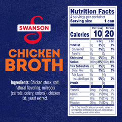 Swanson Chicken Broth label close-up shows gluten-free, non-GMO formula
