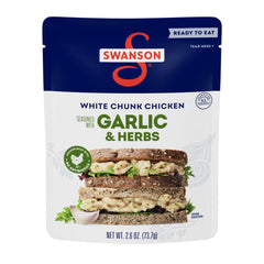 Swanson garlic and herbs white chunk chicken pouch ready to eat for quick meals