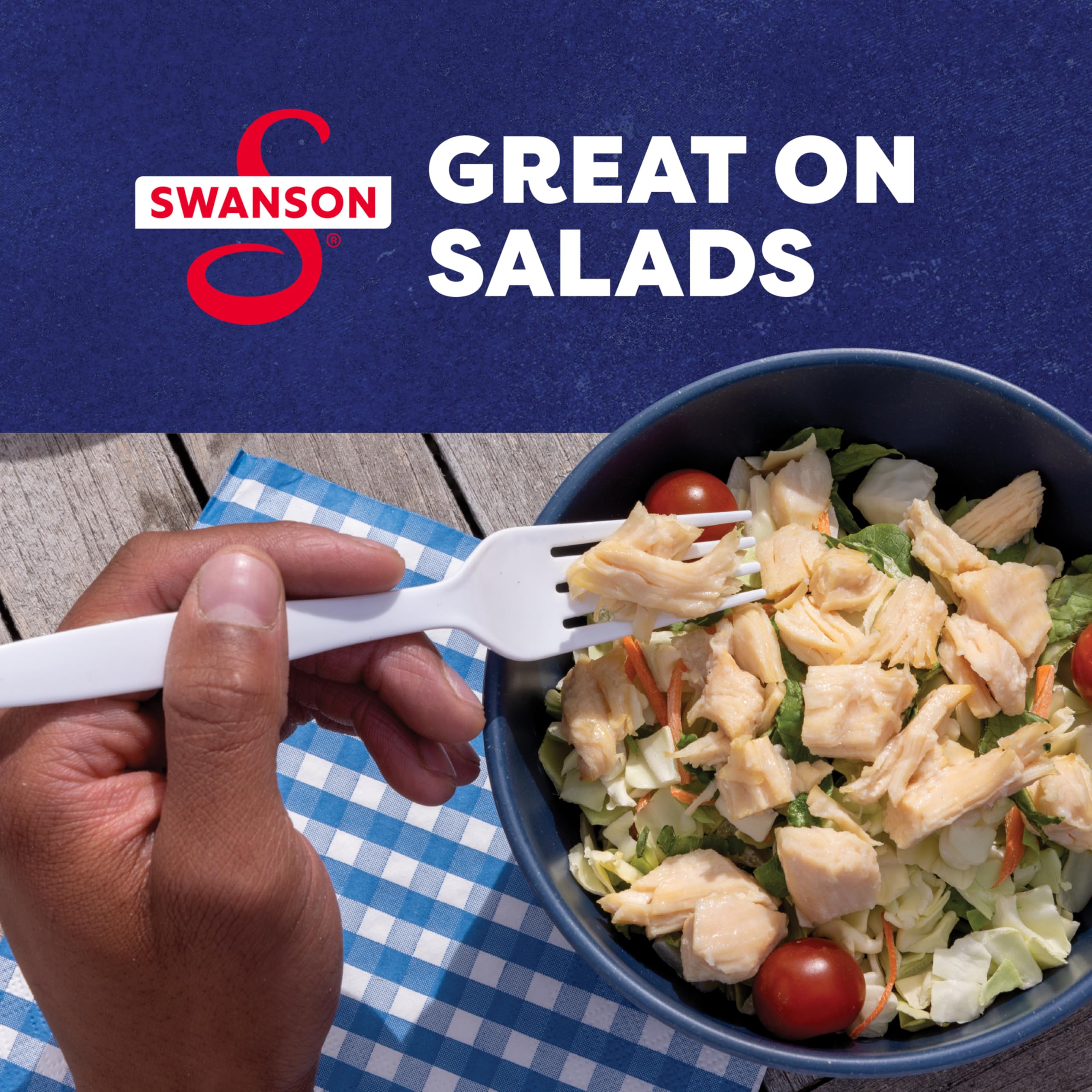 Swanson Original White Chunk Chicken provides protein for busy days.
