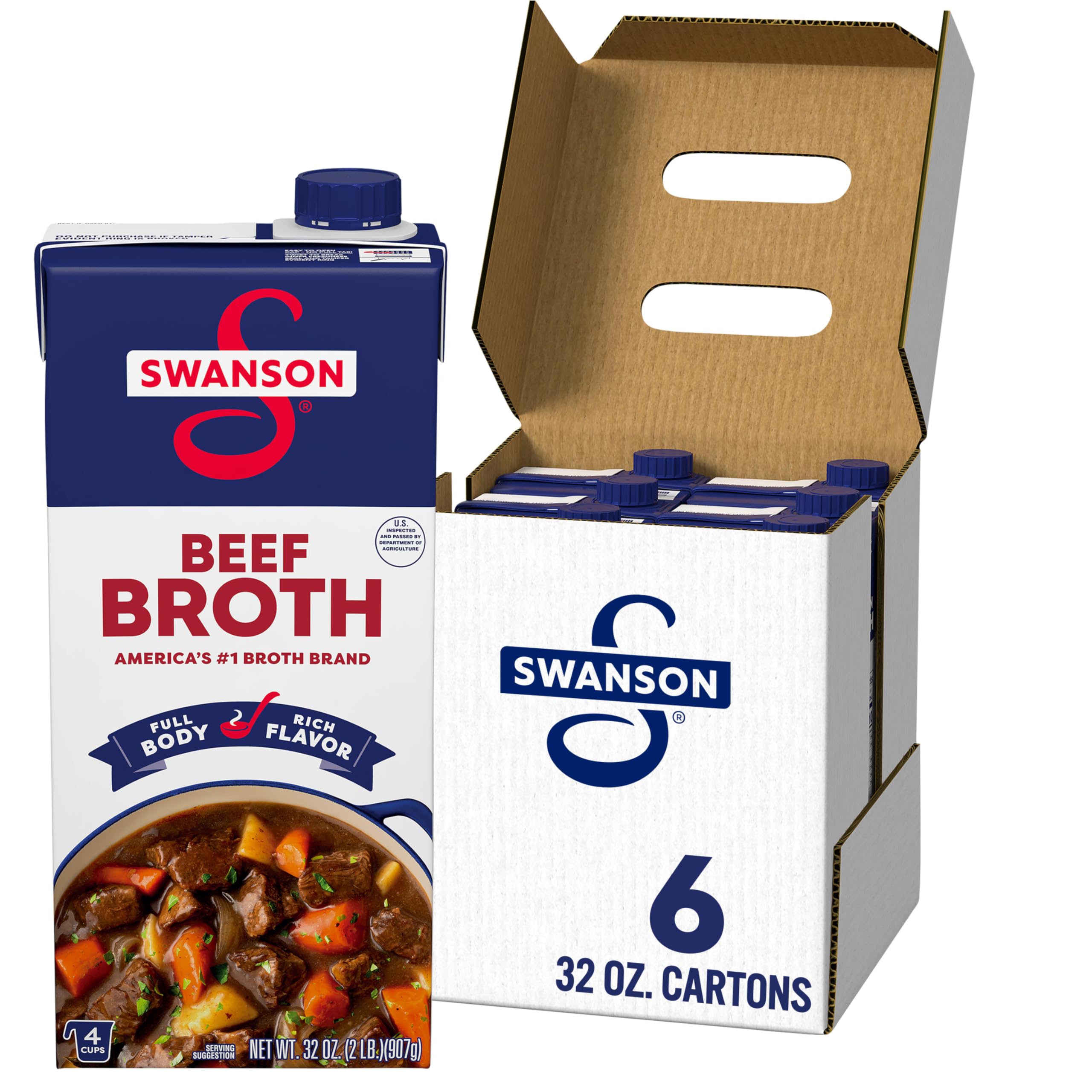 SWANSON S Beef Broth carton six-pack ready to boost soups and stews