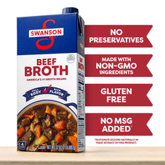 SWANSON S Beef Broth simmering with vegetables to build a hearty stew