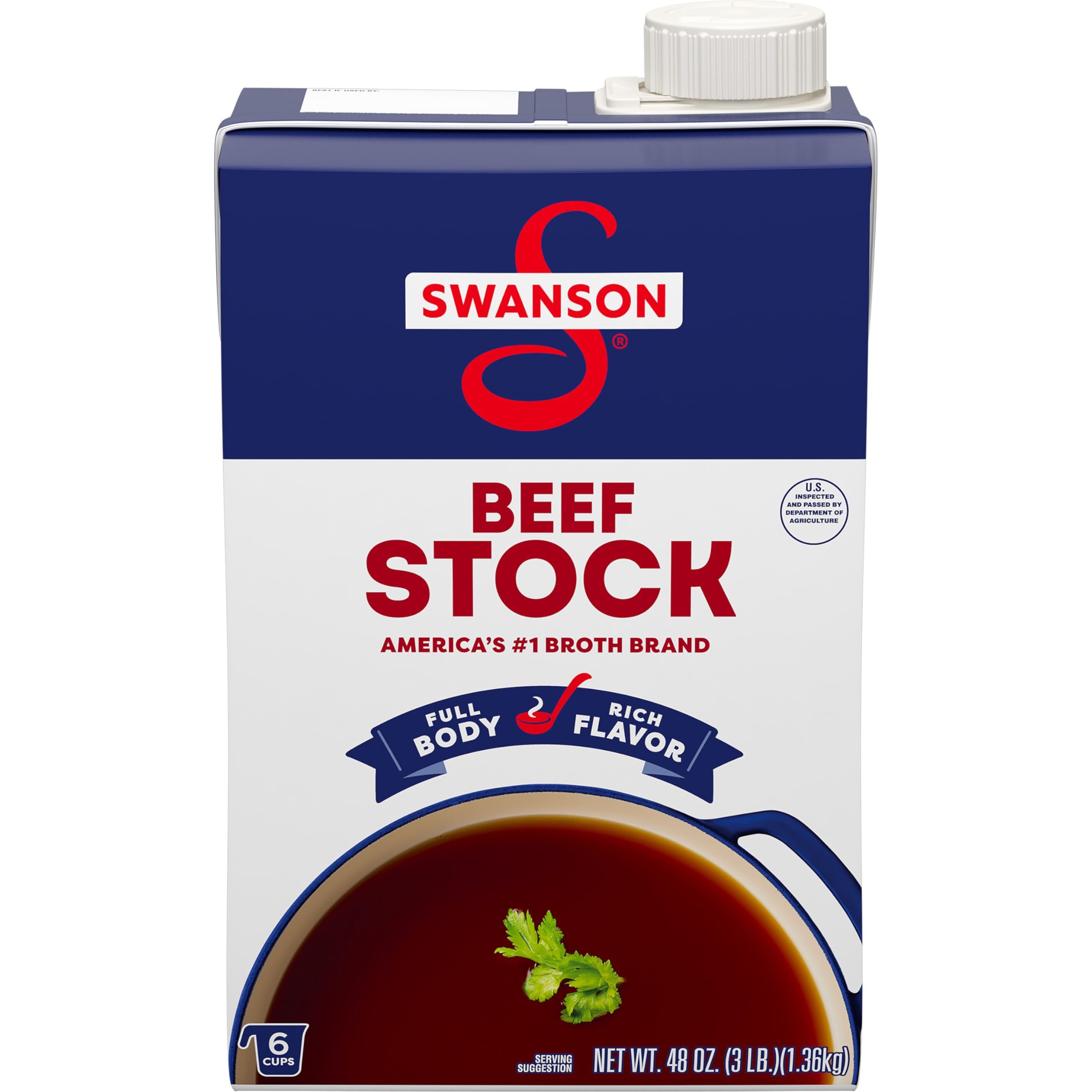 Swanson S Beef Stock carton pour adds rich flavor to soups and sauces.