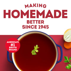 Swanson's Beef Stock simmering in a pot for hearty soup.