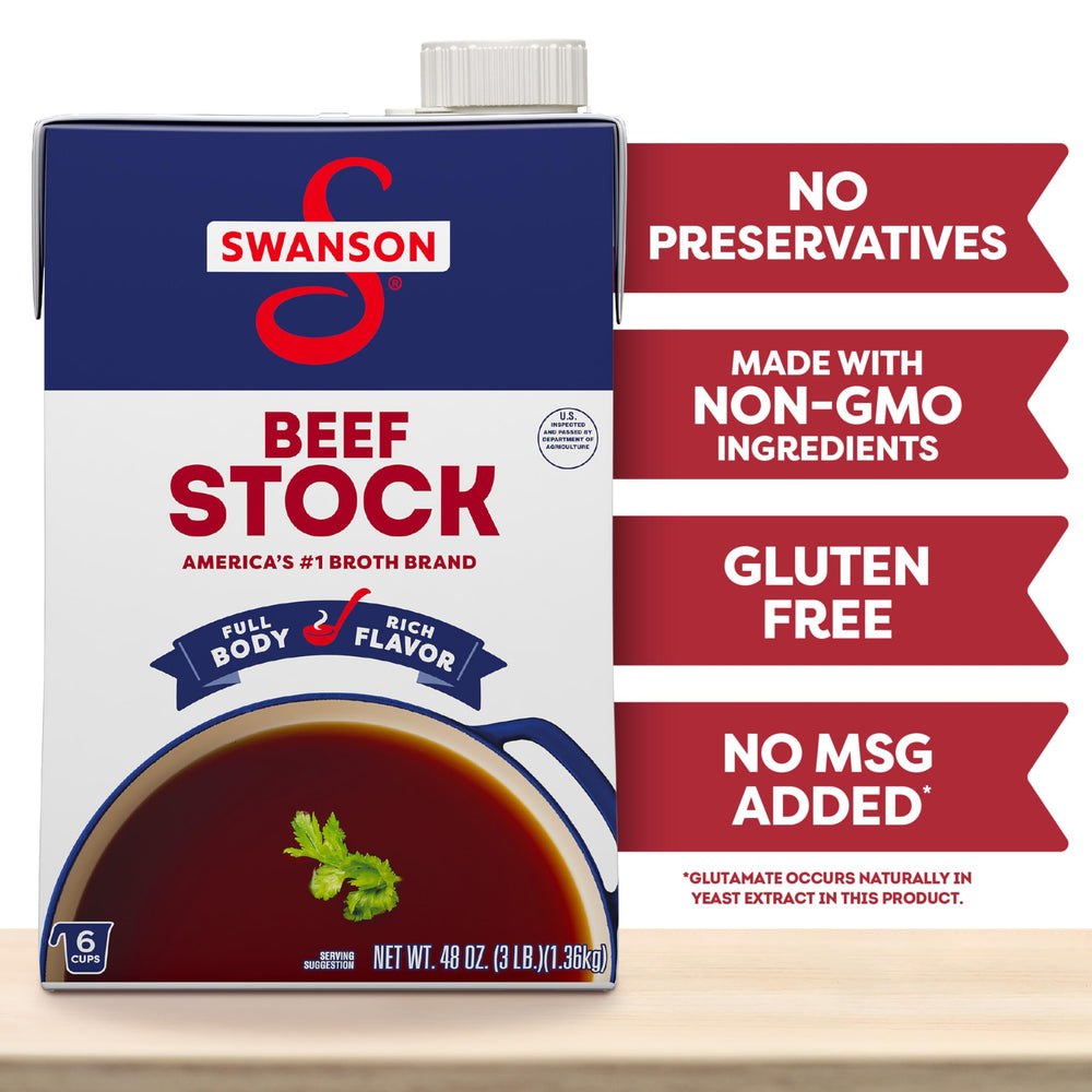 Swanson S Beef Stock stew with vegetables illustrates hearty, savory possibilities.
