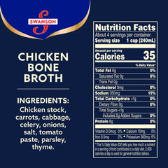 Swanson S bone broth carton nutrition panel, natural and non-GMO