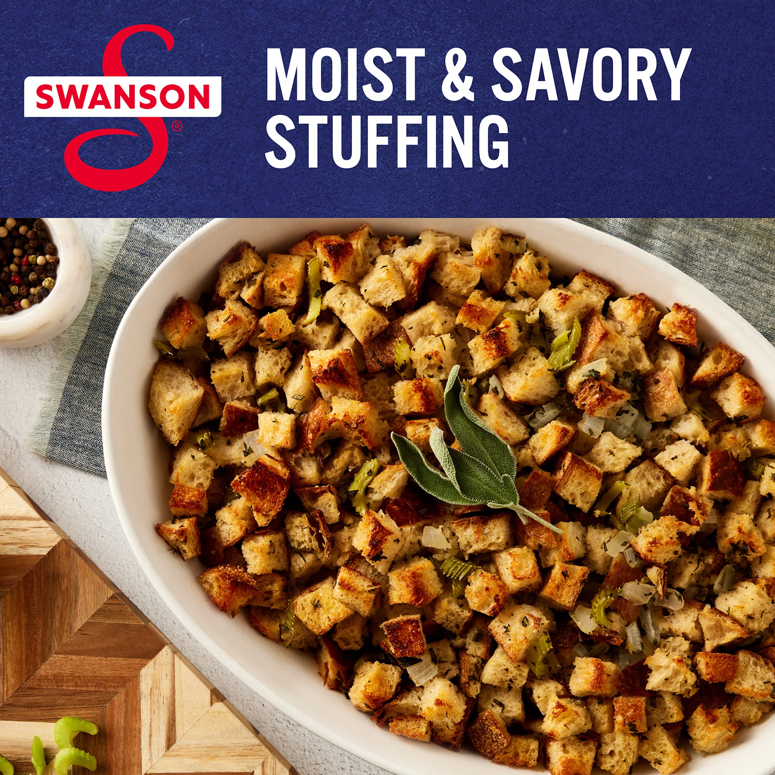 Pantry-stored Swanson S cartons for easy weeknight cooking.