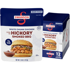 SWANSON S Hickory Smoked BBQ Chicken Chunks front view for ready to eat protein