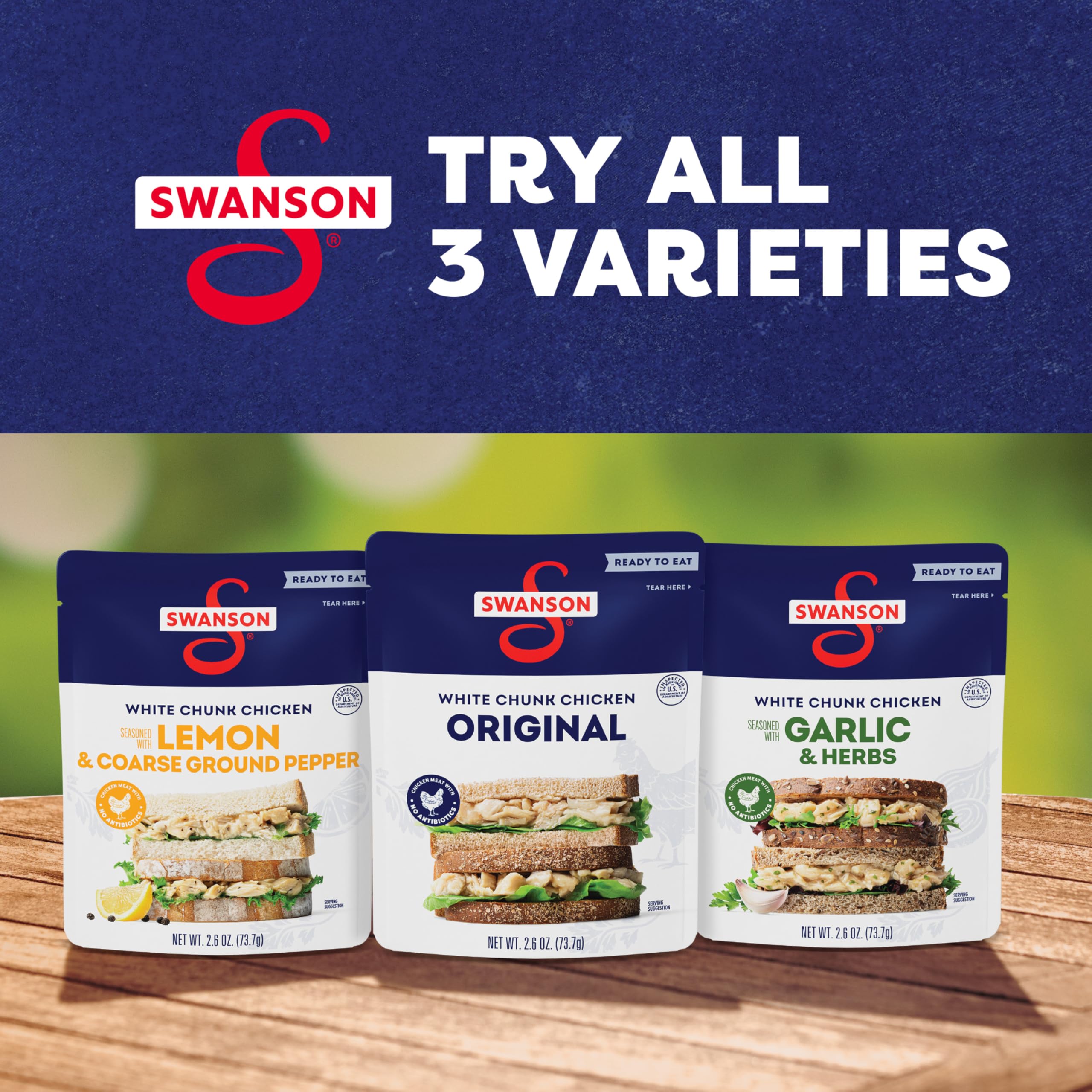 Swanson S portable pouch supports on-the-go meals.