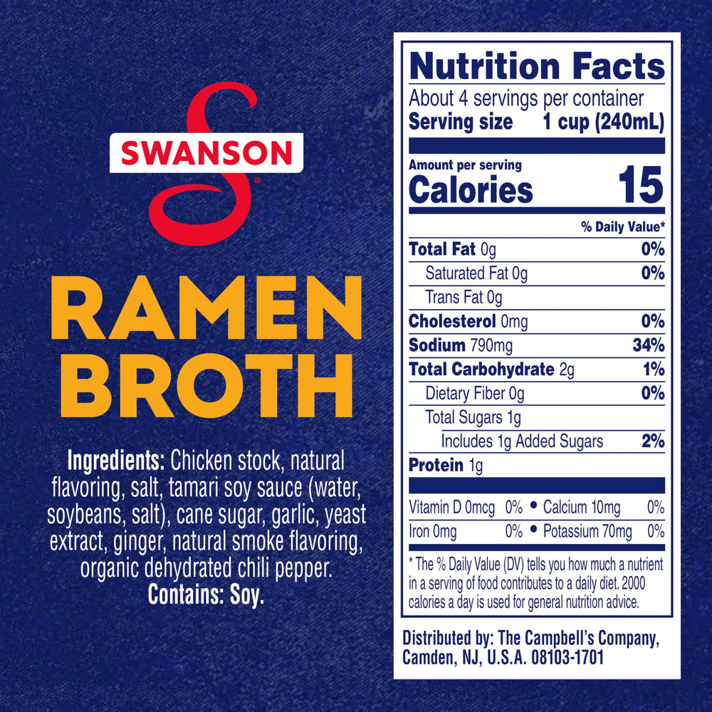 Swanson S Ramen Chicken Broth with garlic, ginger, and soy for authentic flavor