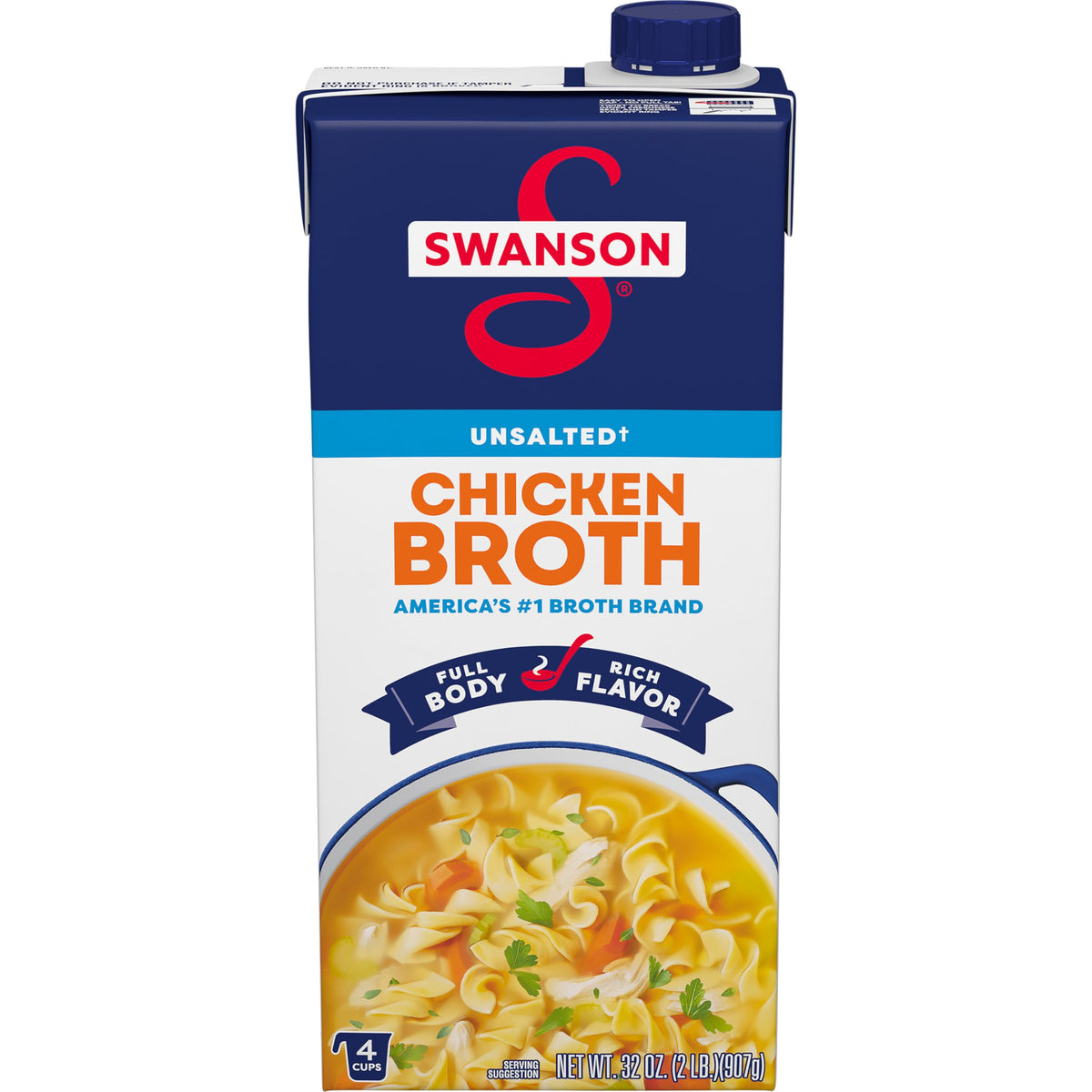 Swanson S Unsalted Chicken Broth carton ready as base for soups