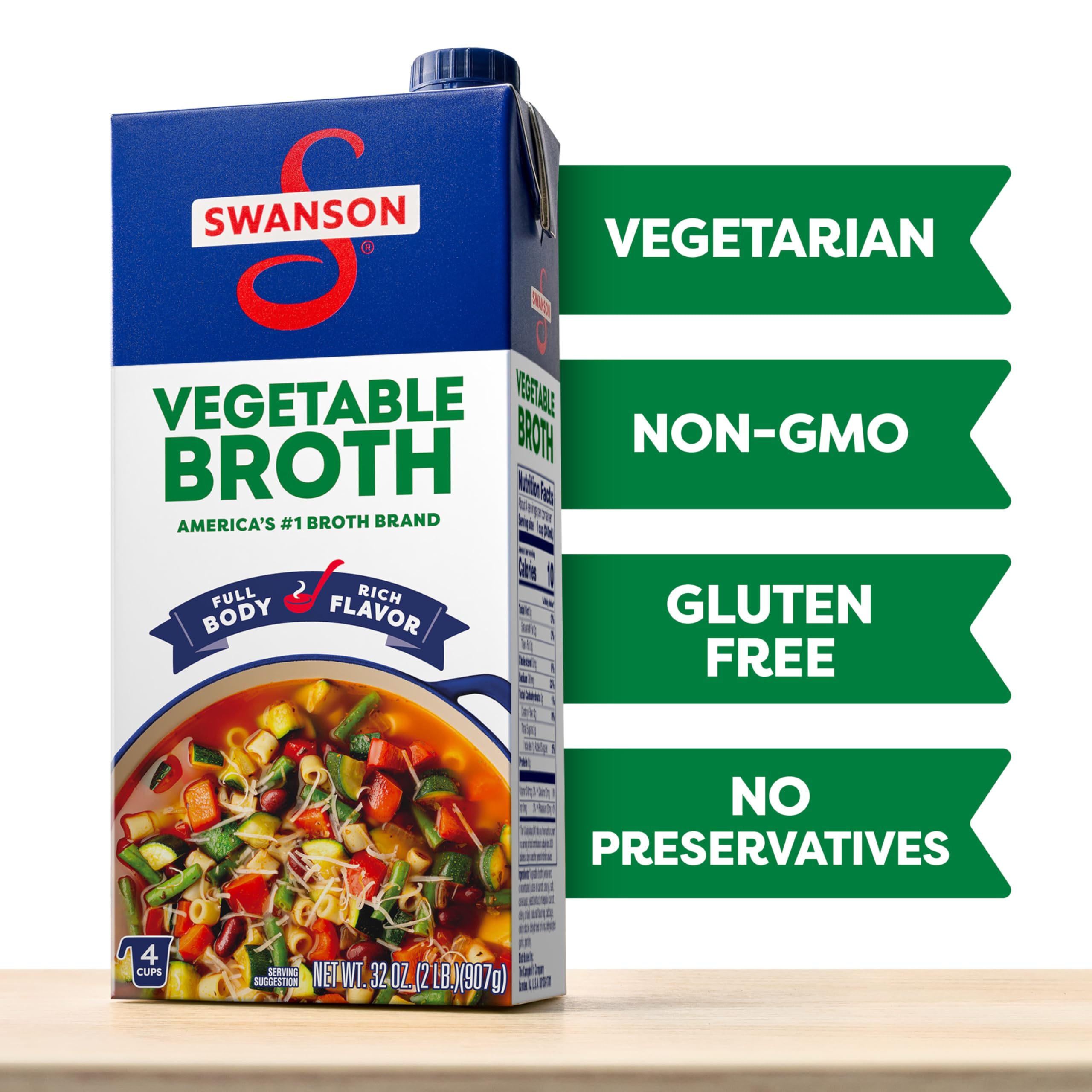 Swanson S Vegetable Broth pour stream into pot for deeper flavor