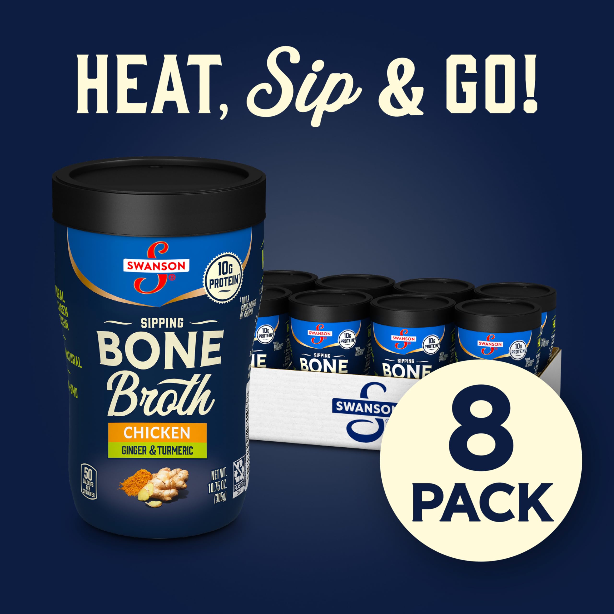 Swanson Sipping Bone Broth microwavable cup ready to heat and sip
