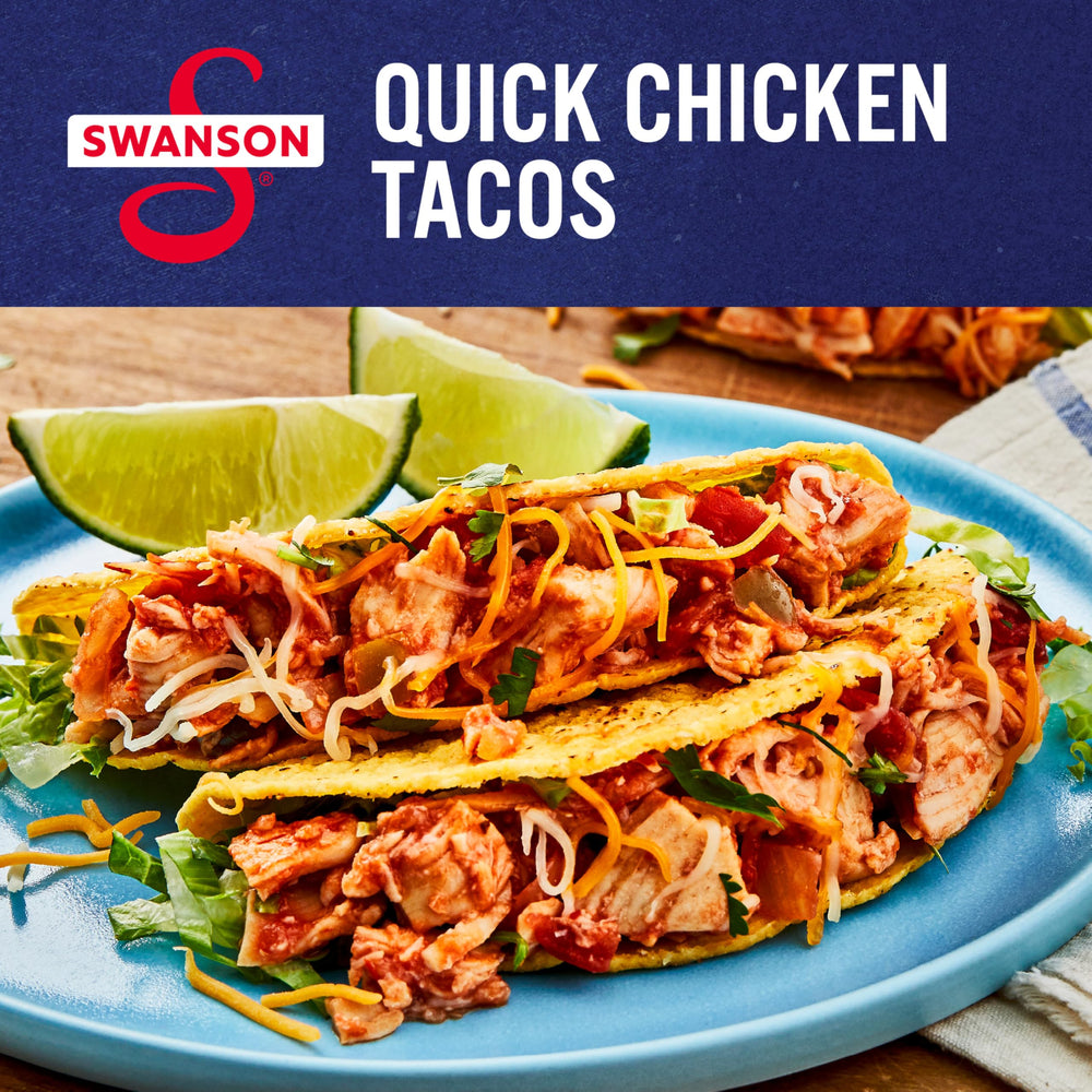 Swanson White Premium Chunk Chicken Breast in Water, ready to mix.