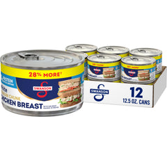 Swanson White Premium Chunk Chicken in Water can front view for quick, protein-packed meals