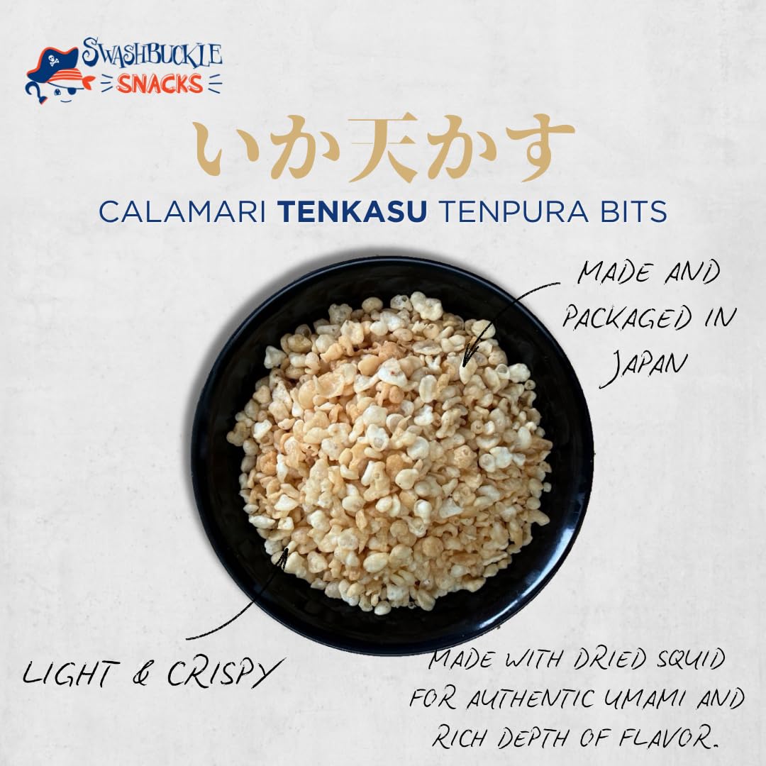 Swashbuckle Calamari Tenkasu Bits adding crunch to salads.