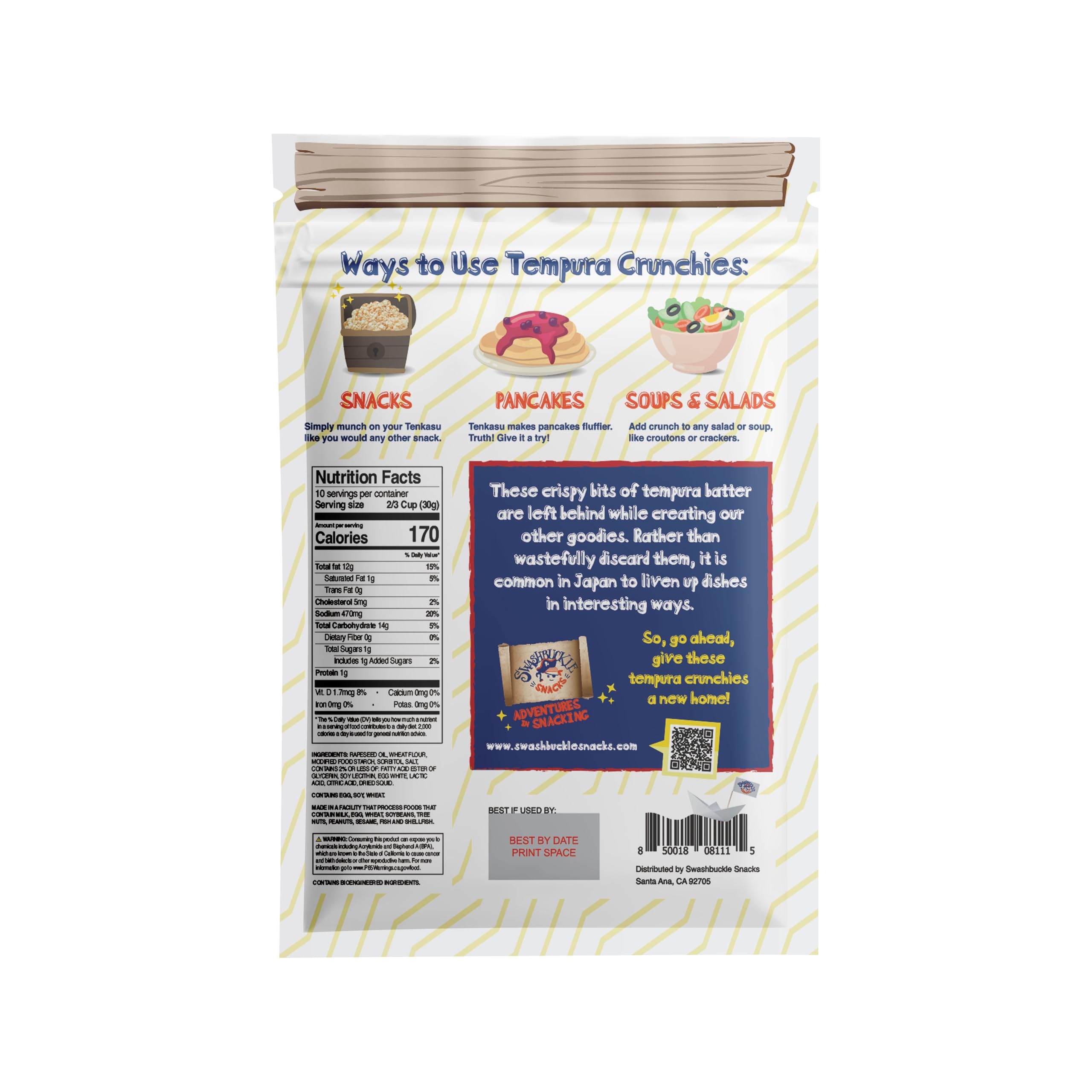 Swashbuckle Calamari Tenkasu Bits, authentic Japanese snack heritage.